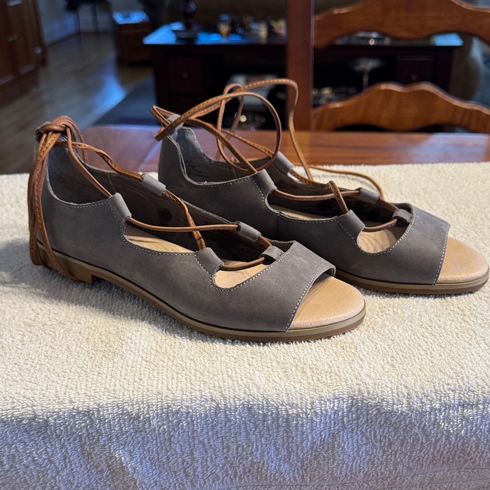 J. Jill Gray Leather Lace-Up Sandals